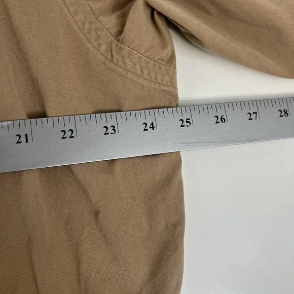 Vintage Polo Ralph Lauren Shirt XL Beige Twill Long Sleeve 1/2 Zip Military - Picture 14 of 16